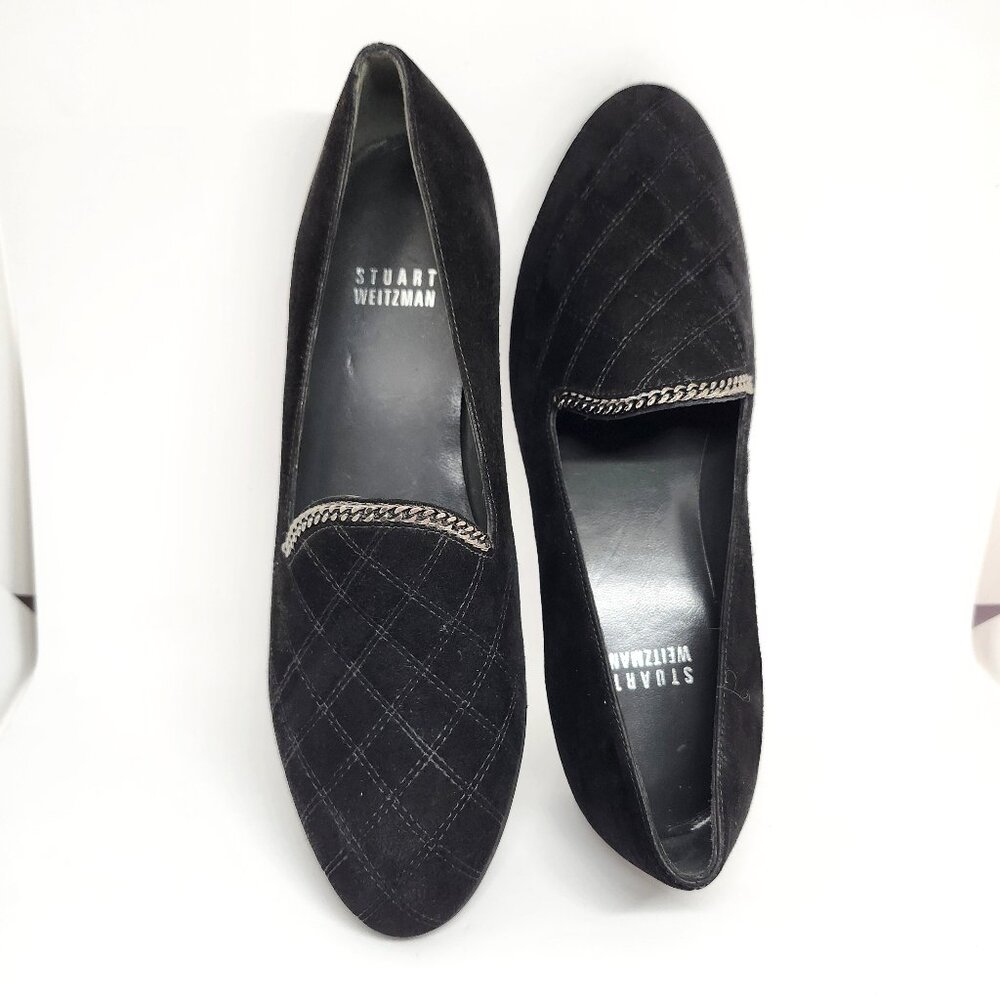 Stuart Weitzman Women's Black Suede Shoes W/Block Kitten Heel Size 6/6.5